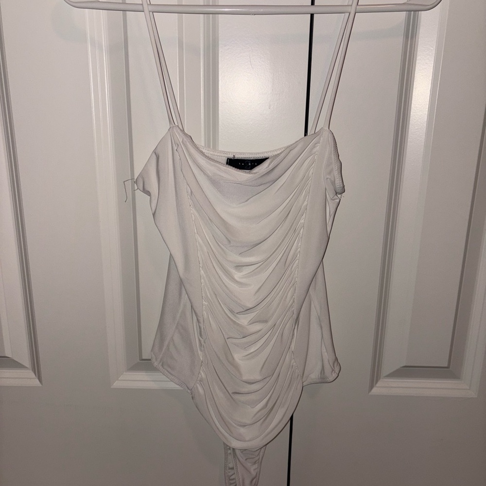 White Draped Women's Bodysuit